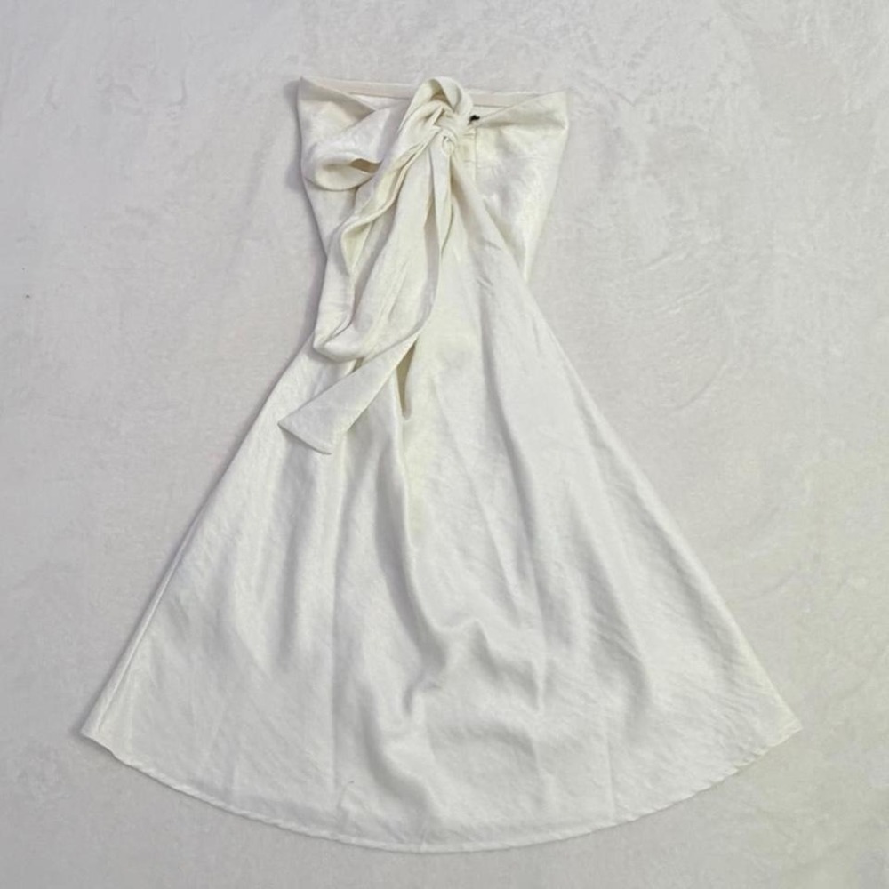 Strapless cream silk dress